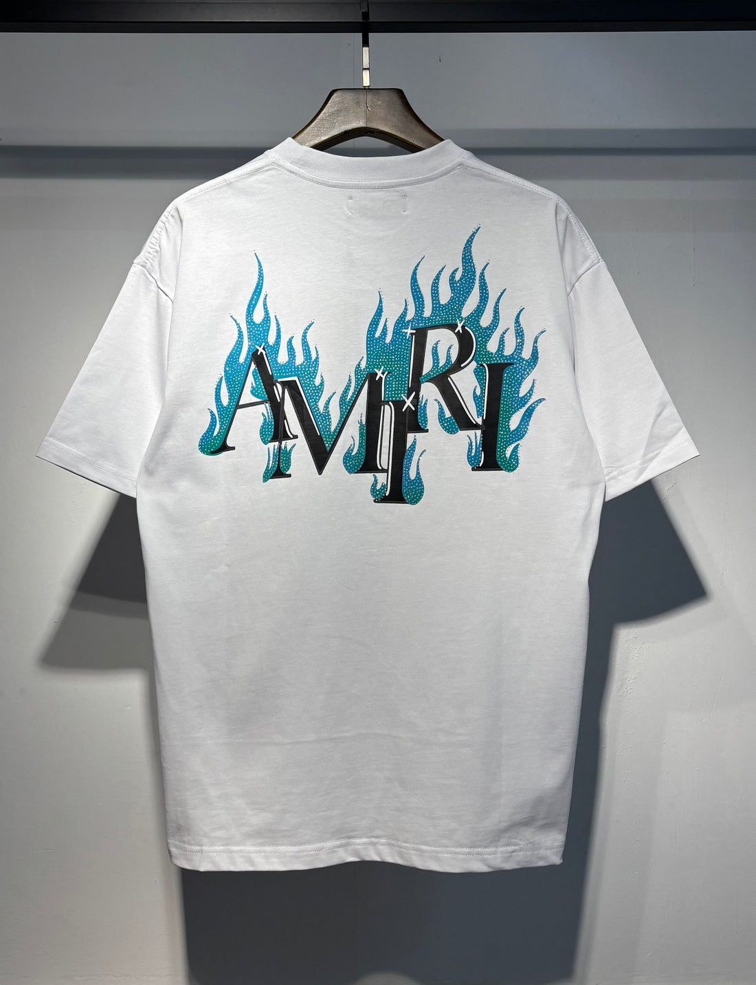 Amiri Flame Logo Tee (White/Ice Blue)