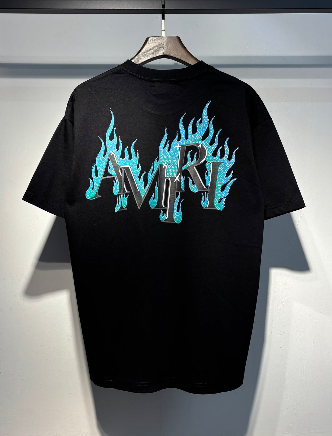 Amiri Flame Logo Tee (Black/Ice Blue)